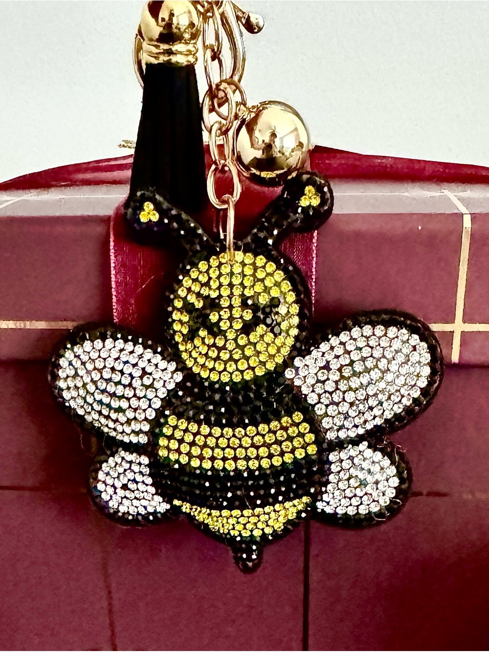 NWOT Rhinestone Crystal Bumble Bee Bag Charm & Keychain